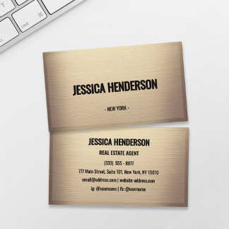 Elegant Champagne Gold Brushed Metal Business Card