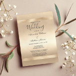 Elegant Champagne Gold Glamour Luxury Wedding  Invitation<br><div class="desc">An elegant minimalist chic faux Champagne gold glitter glamourous luxury Wedding invitation is perfect for any classy and sophisticated girl.This exquisite and dazzling gold glitter with geometric gold double square centre design is perfect for the trendy and stylish girly party event. Customize this design with your own message and personalized...</div>