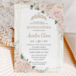 Elegant Champagne Ivory Blush Floral Quinceañera  Invitation<br><div class="desc">Personalize this elegant Quinceanera / Sweet 16 Birthday invitation with own wording easily and quickly, simply press the customize it button to further re-arrange and format the style and placement of the text.  Matching items available in store. All text is editable. Can be edited for other occasions. The crown can...</div>