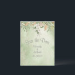 Elegant Champagne Ivory Floral Save the Date<br><div class="desc">Such an elegant floral design with gorgeous ivory flowers on a sage green watercolor background. The muted colours give this invitation a romantic feel. Perfect for any season.</div>