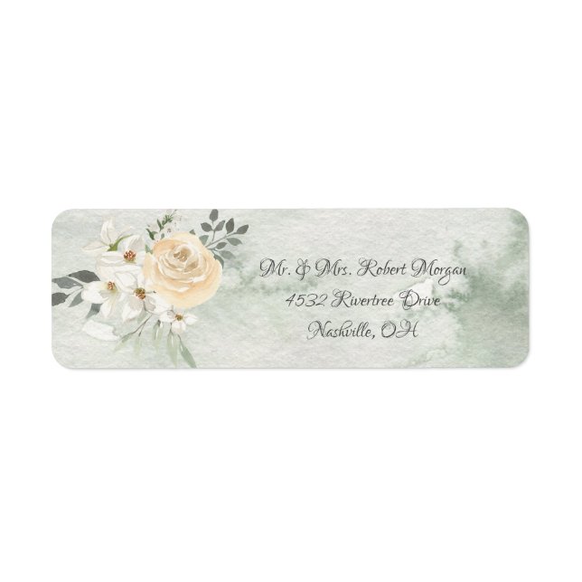 Elegant Champagne Ivory Floral Script Wedding (Front)