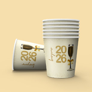 Elegant Champagne New Year's Eve Paper Cups