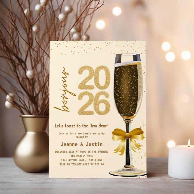Elegant Champagne New Year's Eve Party Invitation (Créateur téléchargé)