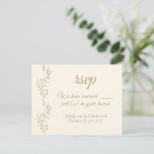 Elegant Champagne Number of Seats RSVP Card