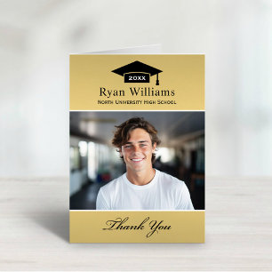 Elegant Champagne Personalized Graduation Photo Thank You Card