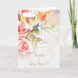 Elegant Champagne & Rose Engagement Announcement