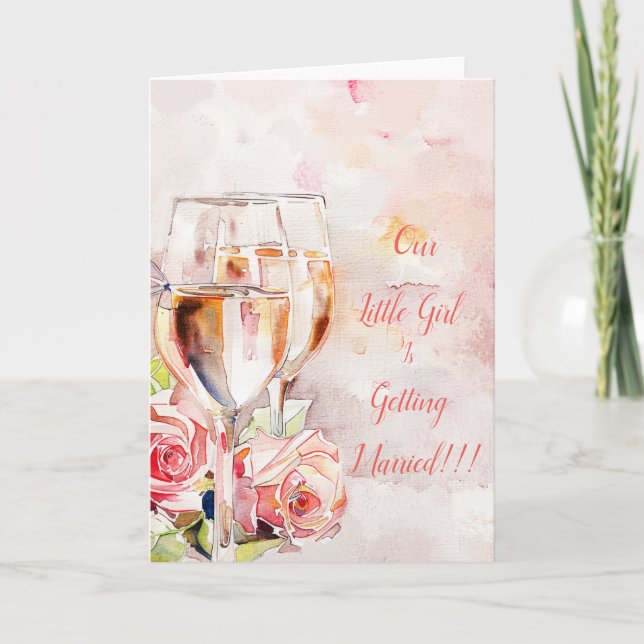 Elegant Champagne & Rose Engagement Announcement (Front)