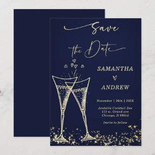 Elegant Champagne Save the Date Wedding Invitation