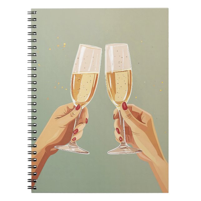 Elegant Champagne Toast Celebration Notebook (Front)