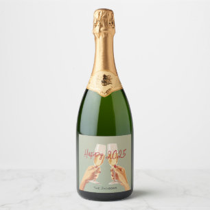 Elegant Champagne Toast Celebration Sparkling Wine Label