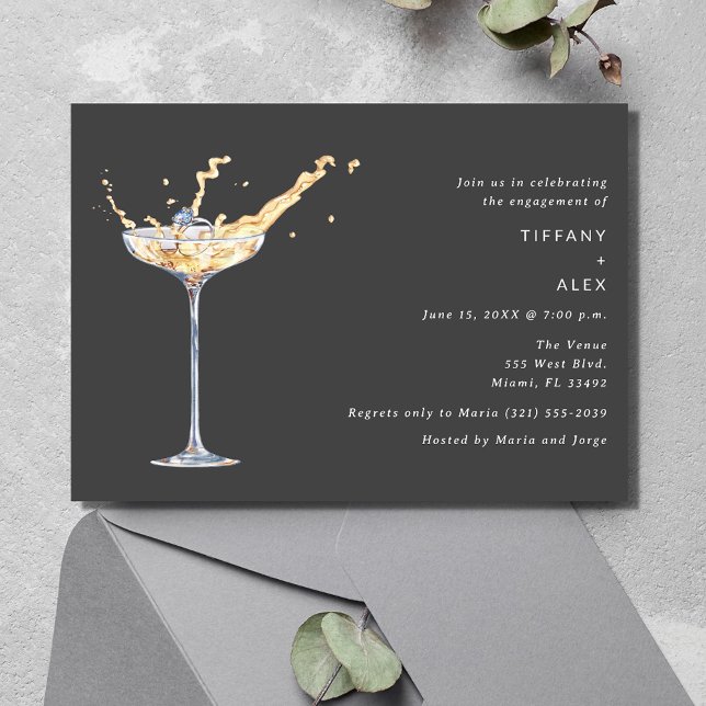 Elegant Champagne Toast Photo Engagement Party  Invitation (Elegant Champagne Toast Photo Engagement Party Invitation)