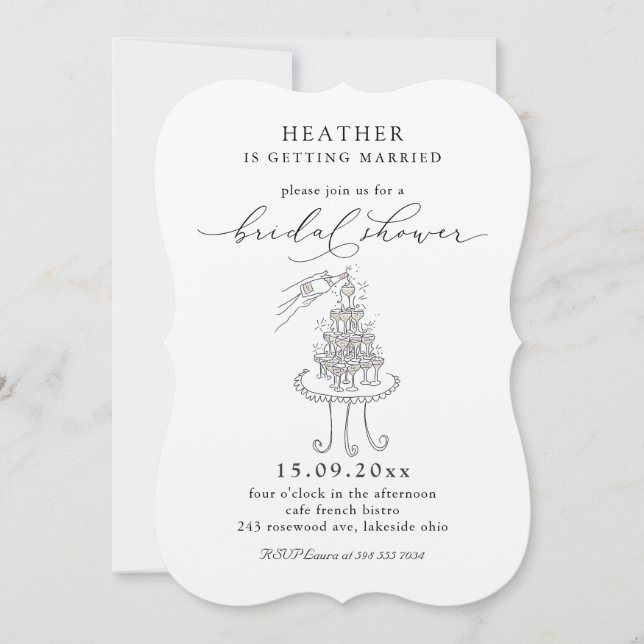 Elegant Champagne Tower Bridal Shower Invitation (Front)