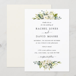 Elegant Champagne Watercolor Floral Wedding Invitation