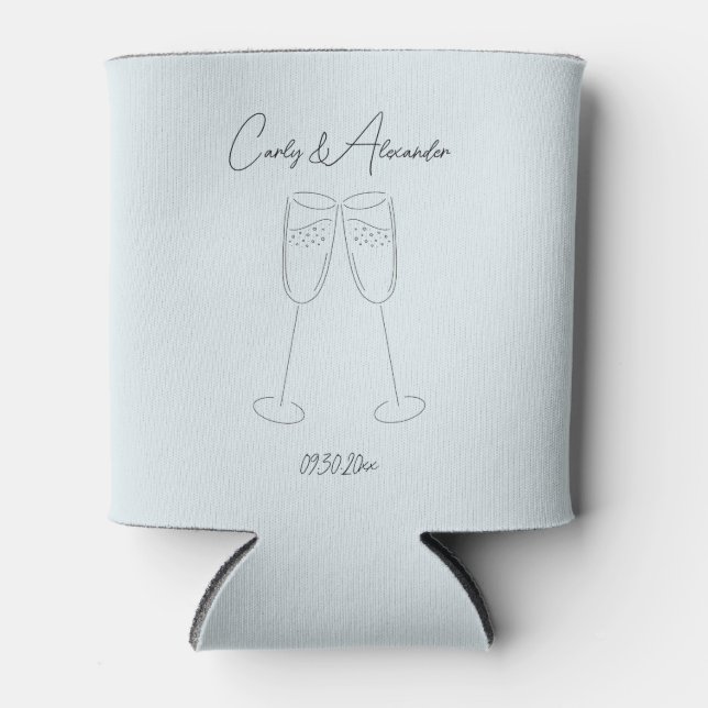 Elegant Champagne Wedding Engagement Can Cooler (Front)