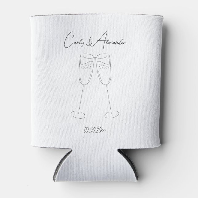 Elegant Champagne Wedding Engagement Can Cooler (Front)