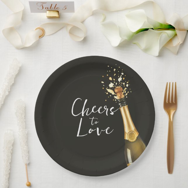Elegant Champagne Wedding Paper Plate (Wedding)