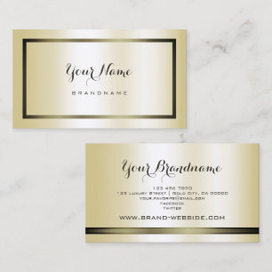 Elegant Champaigne Gold with Dark Frame Simple Business Card