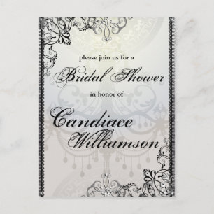 Elegant Chandelier and Flourishes Bridal Shower Invitation Postcard