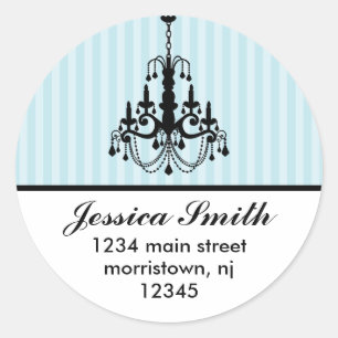 Elegant Chandelier and Stripes Address Labels