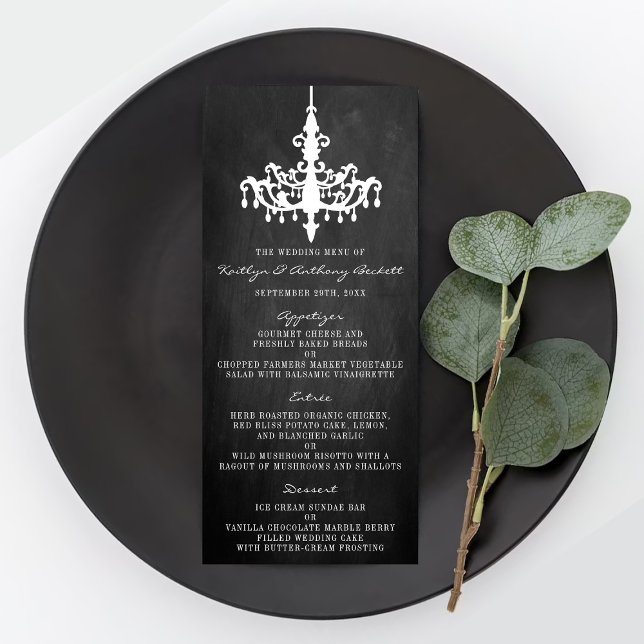Elegant Chandelier Chalkboard Wedding Collection Menu (Creator Uploaded)