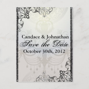 Elegant Chandelier & Flourishes Save the Date Announcement Postcard