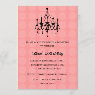 Elegant Chandelier Party Invitation - Pink