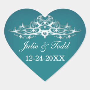 Elegant Chandelier Save The Date Wedding Heart Sticker