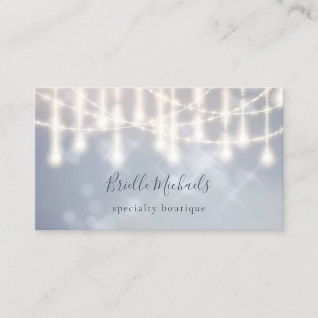 Elegant Chandelier Sparkle Twinkle Lights Bokeh Business Card (Front)