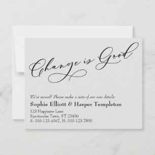 Elegant Change is Good Grey Moving Announcement
