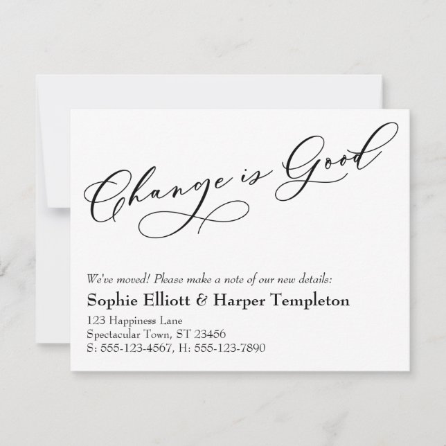 Elegant Change is Good New Address Announcement (Front)