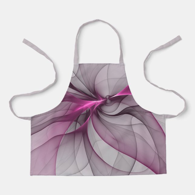 Elegant Chaos Modern Abstract Pink Fractal Art Apron (Front)