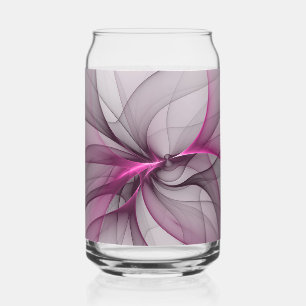 Elegant Chaos Modern Abstract Pink Fractal Art Can Glass