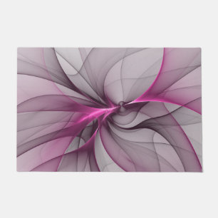 Elegant Chaos Modern Abstract Pink Fractal Art Doormat