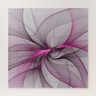 Elegant Chaos Modern Abstract Pink Fractal Art Jigsaw Puzzle