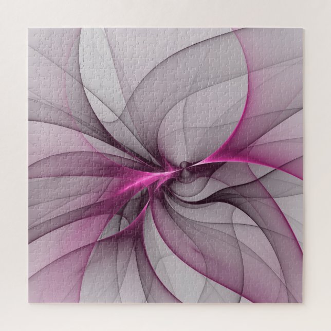 Elegant Chaos Modern Abstract Pink Fractal Art Jigsaw Puzzle (Vertical)