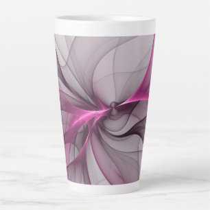 Elegant Chaos Modern Abstract Pink Fractal Art Latte Mug