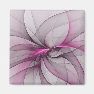 Elegant Chaos Modern Abstract Pink Fractal Art Magnet
