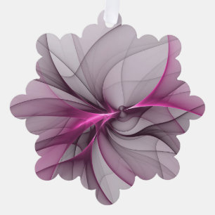 Elegant Chaos Modern Abstract Pink Fractal Art Ornament Card
