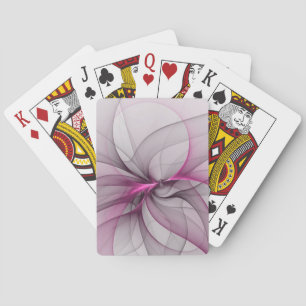 Elegant Chaos Modern Abstract Pink Fractal Art Playing Cards