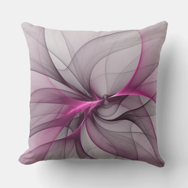 Elegant Chaos Modern Abstract Pink Fractal Art Throw Pillow (Front)