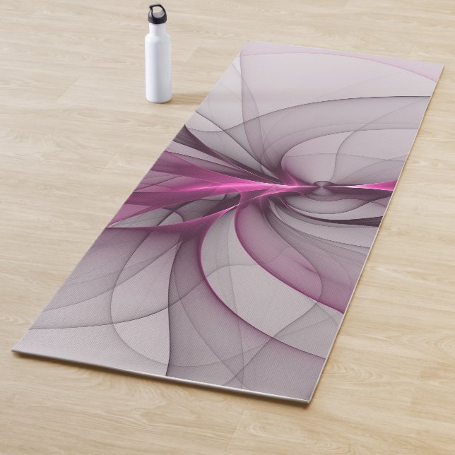 Elegant Chaos Modern Abstract Pink Fractal Art Yoga Mat (In Situ)