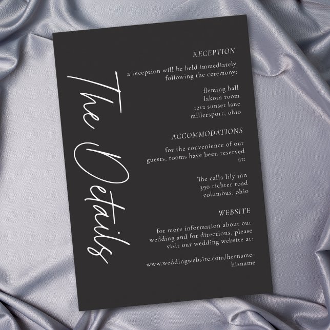 Elegant Charcoal Black Minimalist Wedding Enclosure Card (Elegant Charcoal Black Minimalist Wedding Enclosure Card)