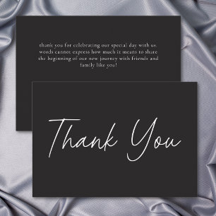 Elegant Charcoal Black Minimalist Wedding Thank You Card