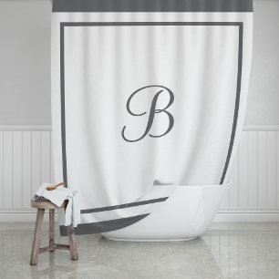 Elegant Charcoal Border Script Monogram Letter
