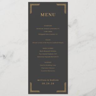Elegant Charcoal Gold Menu