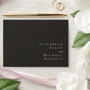 Elegant Charcoal Gold  Minimalist Wedding Envelope