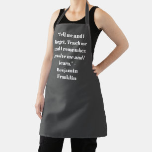 Elegant charcoal grey custom name phrase quote  apron