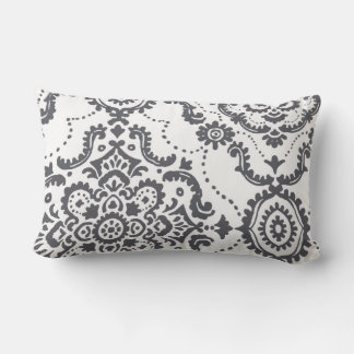 Elegant Charcoal Grey Damask Paisley Accent Pillow