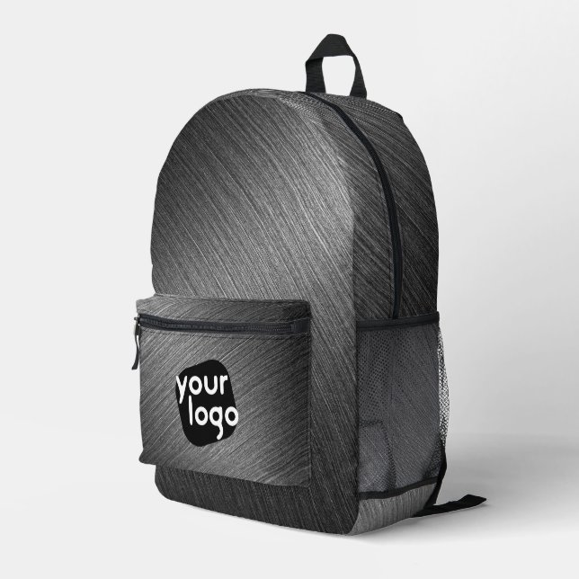 Elegant Charcoal Grey Minimalistic Modern Add Logo Printed Backpack (Back Corner Right)