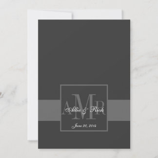 Elegant Charcoal Grey Monogram Wedding Invitation